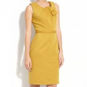 Tahari Jackie O Retro Style Mustard Sheath Dress 6